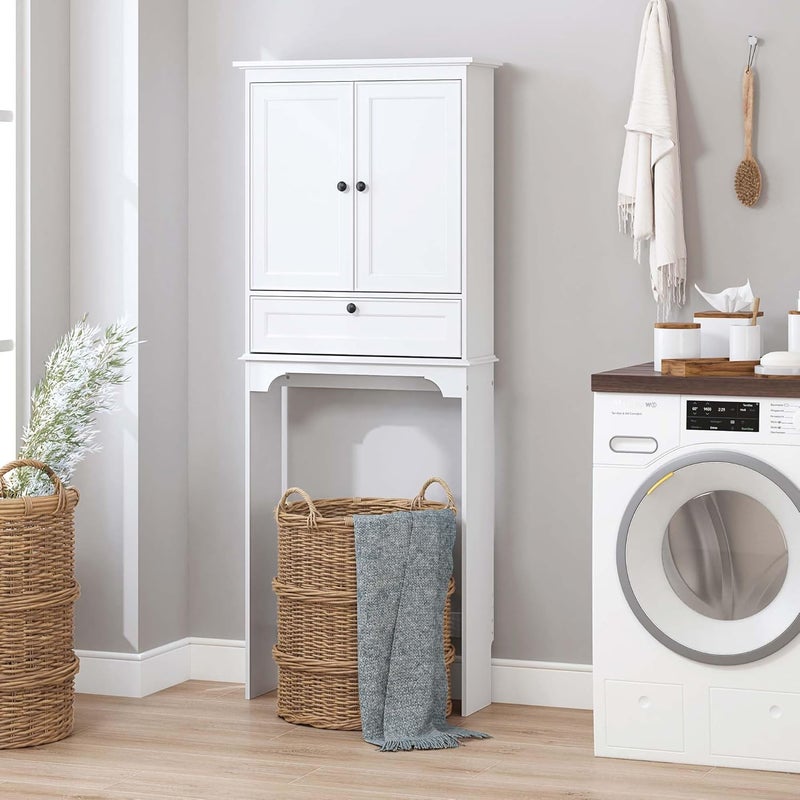 Spirich Over The Toilet Storage Cabinet, Bathroom Above Toilet Storage Cabinet with Doors and Adjustable Shelves, White - Image 5